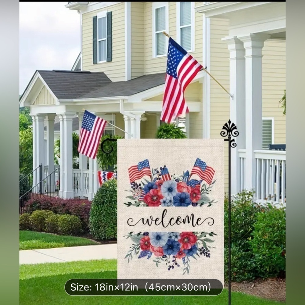 NEW Welcome Partriotic, Garden Flag, 12” x 18”